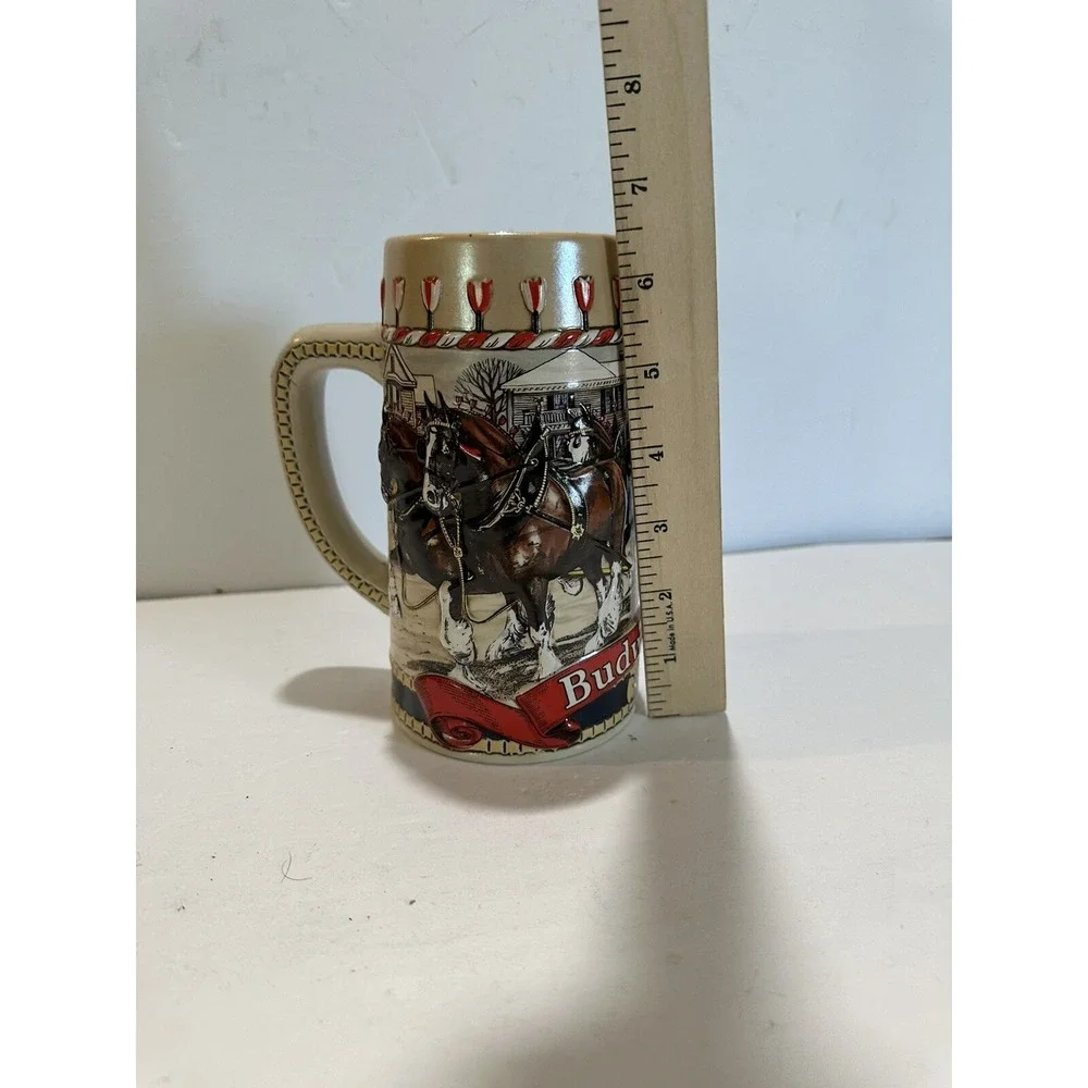 Budweiser B‎ Series Beer Mug Stein 1986 Vintage Collectible Christmas Ceramarte